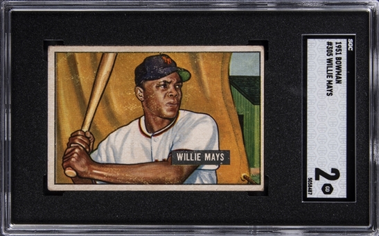 1951 Bowman #305 Willie Mays Rookie Card – SGC GD 2